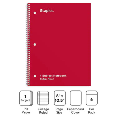Staples 1-Subject Notebooks, 8